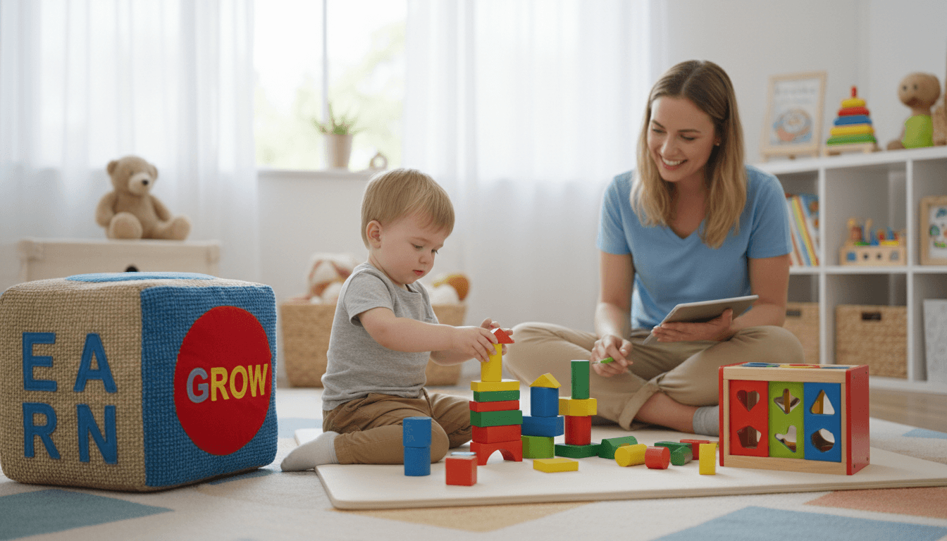 Child engaging in developmental activity during assessment