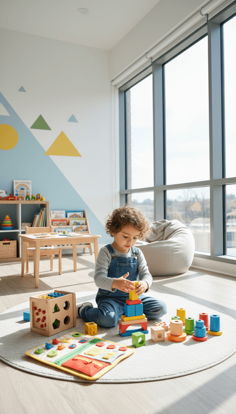 Child engaged in developmental activity during assessment
