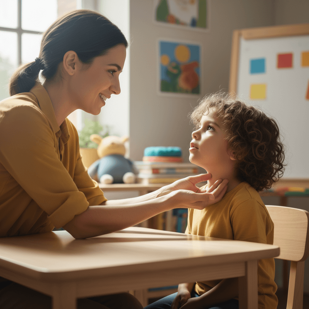 Speech therapy session with child
